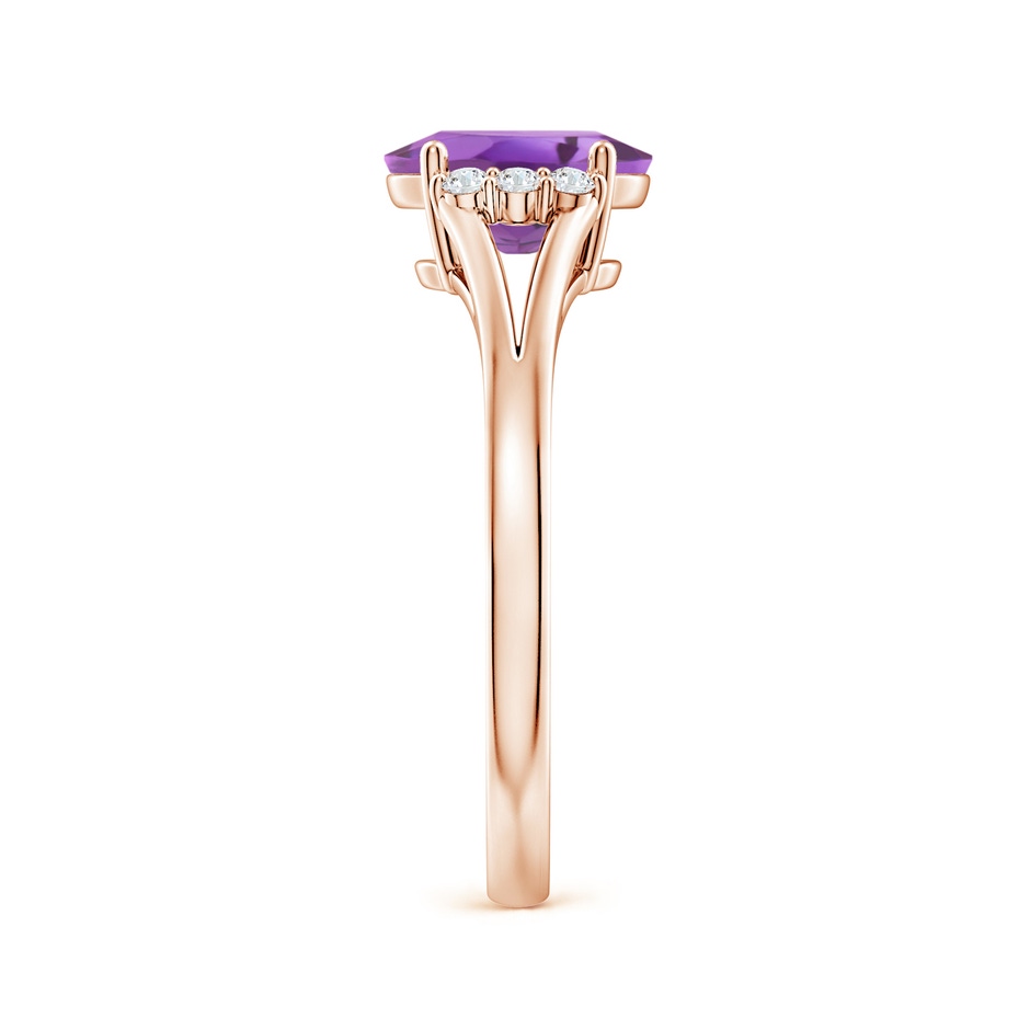 8x6mm A Oval Amethyst with Round Diamond Collar Solitaire Ring in Rose Gold side-2