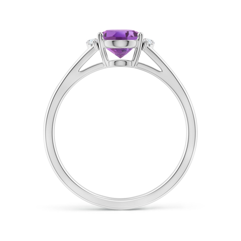 8x6mm A Oval Amethyst with Round Diamond Collar Solitaire Ring in White Gold side-1