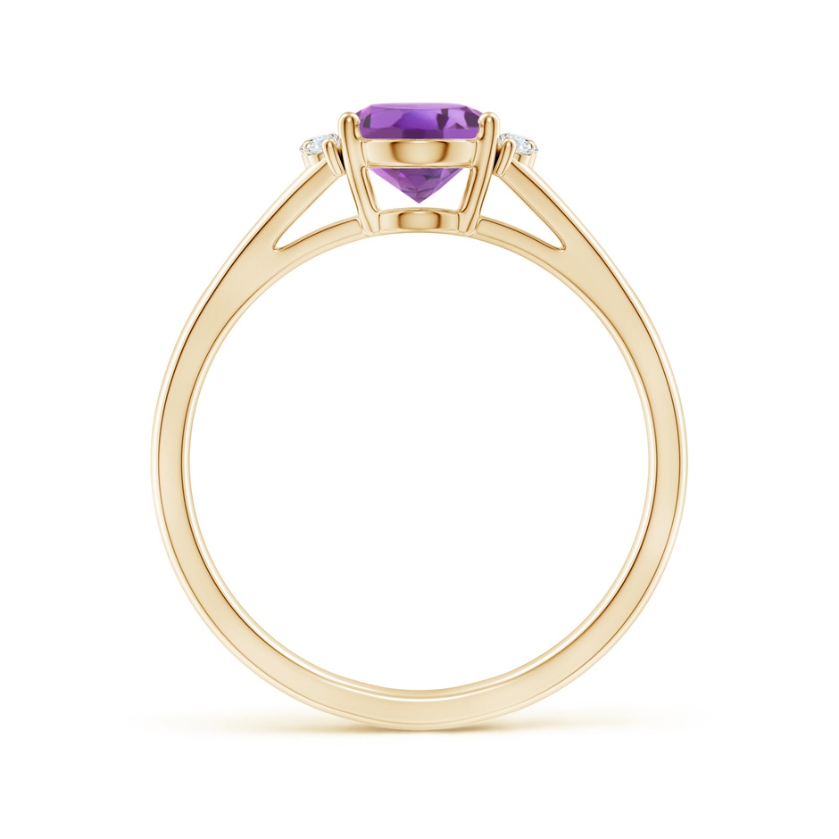 8x6mm A Oval Amethyst with Round Diamond Collar Solitaire Ring in Yellow Gold side-1