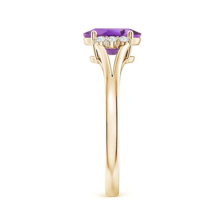 8x6mm A Oval Amethyst with Round Diamond Collar Solitaire Ring in Yellow Gold side-2