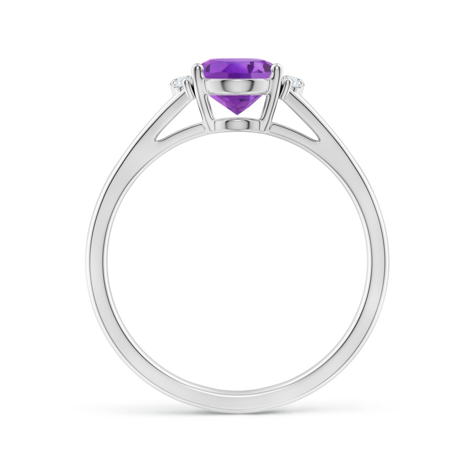 8x6mm AA Oval Amethyst with Round Diamond Collar Solitaire Ring in P950 Platinum side-1