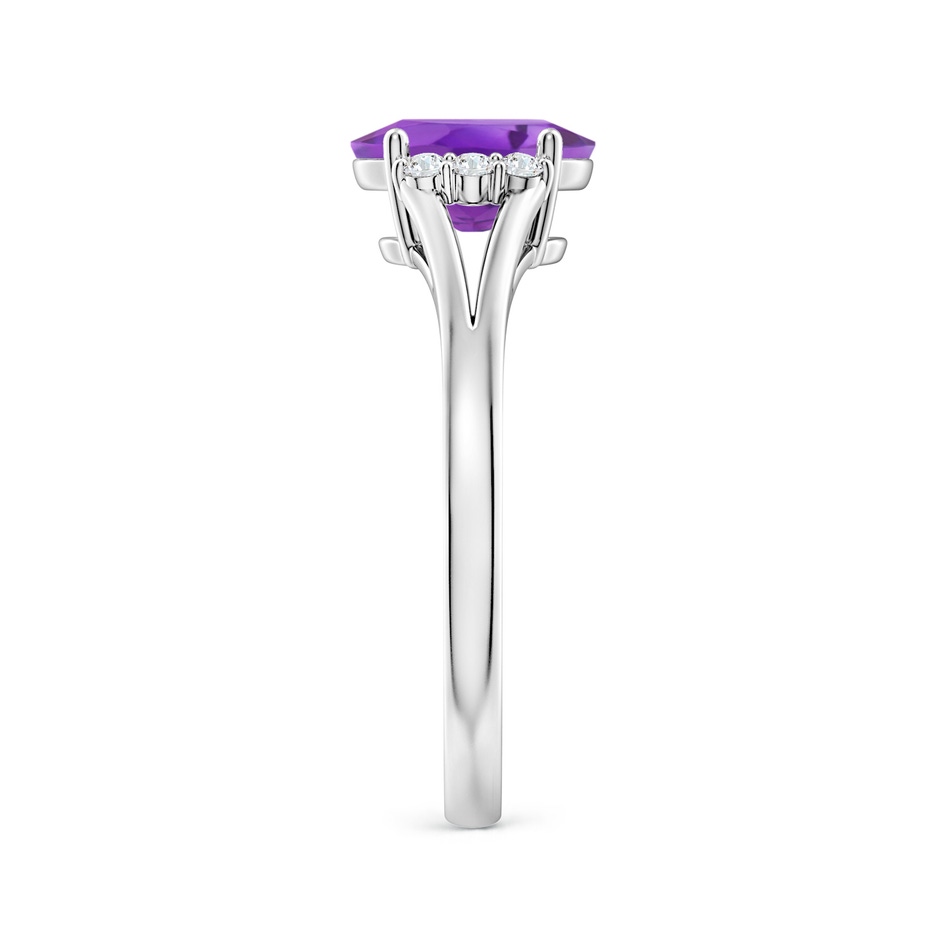 8x6mm AA Oval Amethyst with Round Diamond Collar Solitaire Ring in P950 Platinum side-2