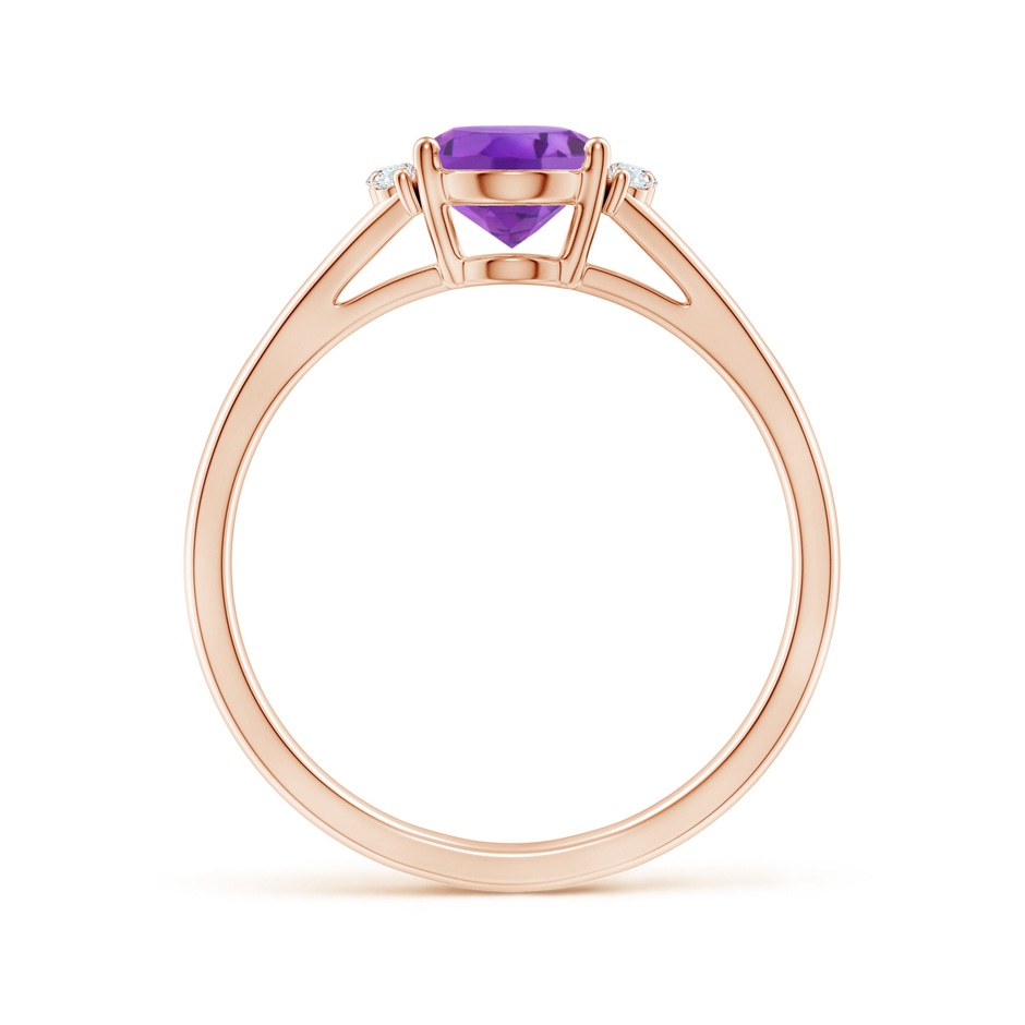 8x6mm AA Oval Amethyst with Round Diamond Collar Solitaire Ring in Rose Gold side-1