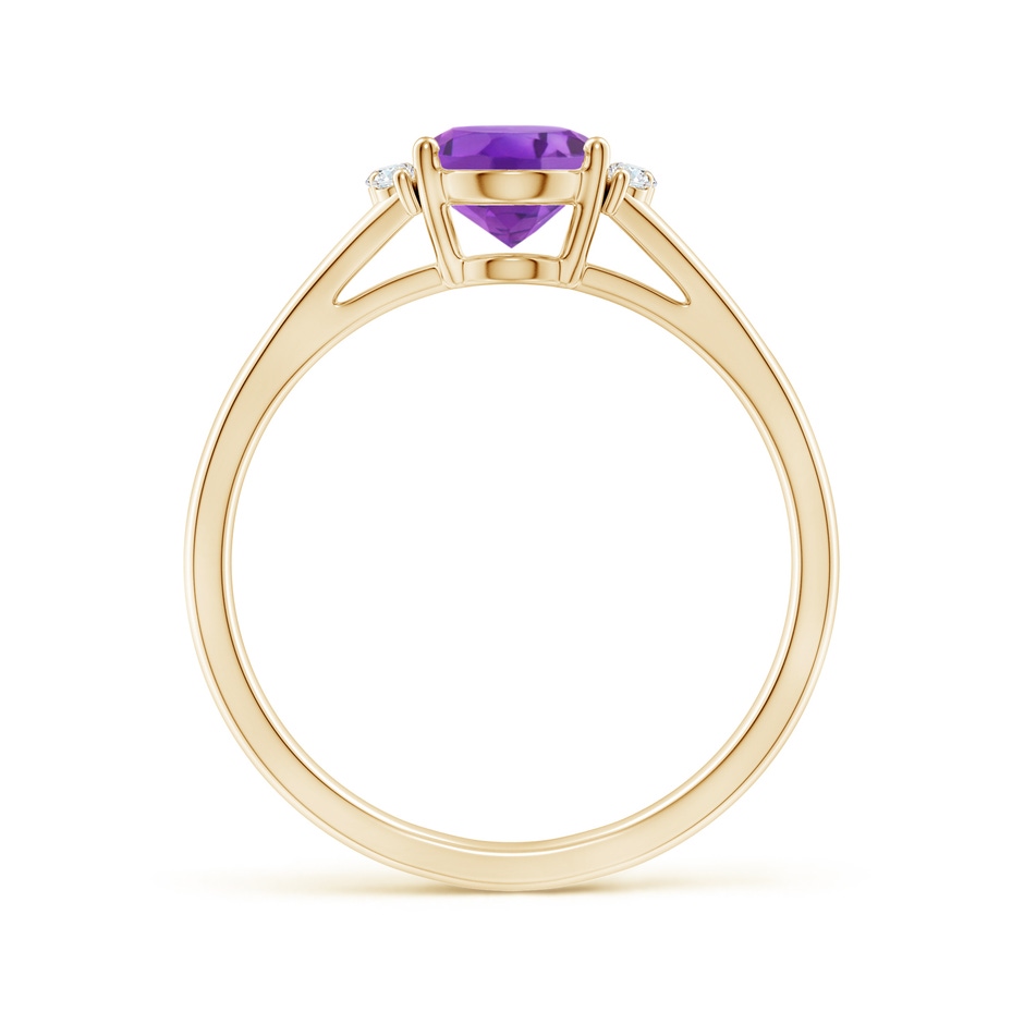 8x6mm AA Oval Amethyst with Round Diamond Collar Solitaire Ring in Yellow Gold side-1