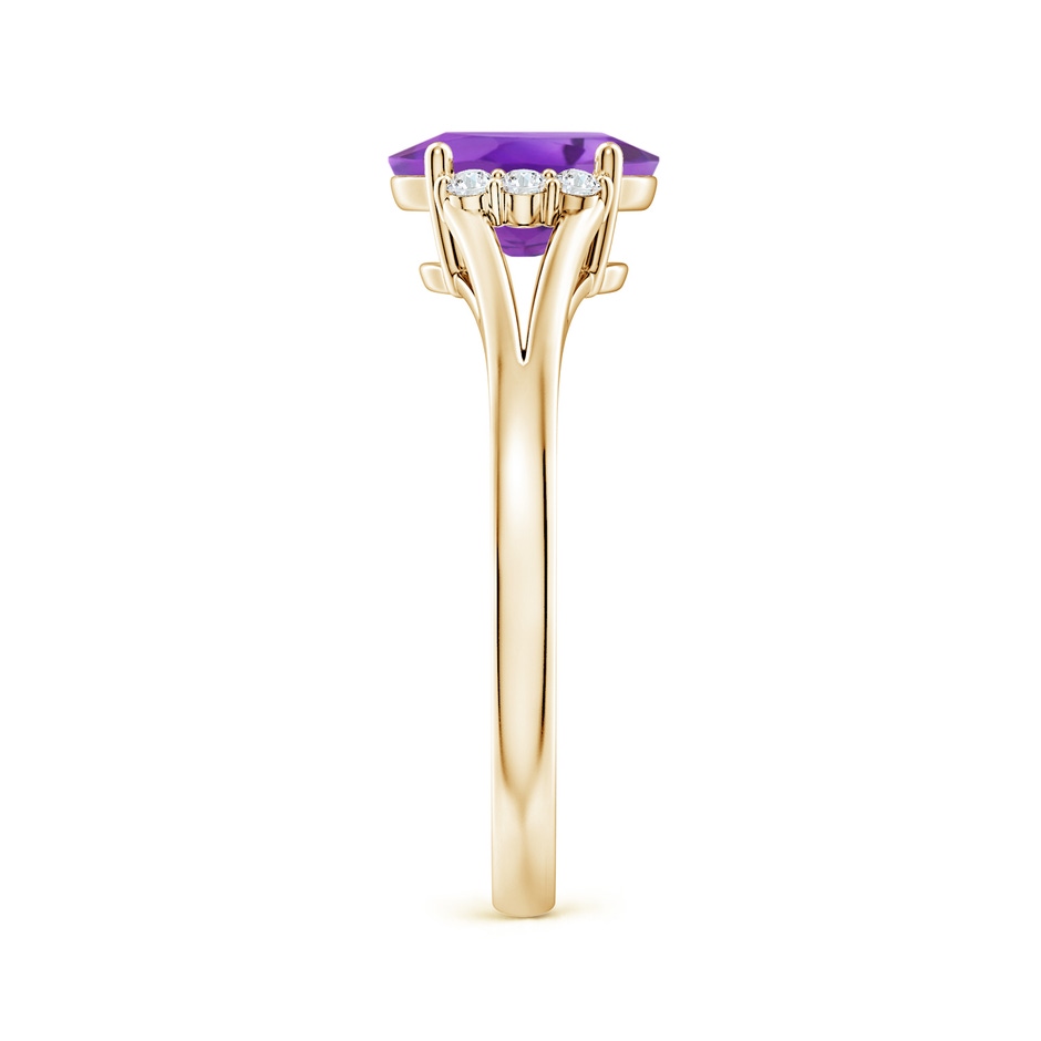 8x6mm AA Oval Amethyst with Round Diamond Collar Solitaire Ring in Yellow Gold side-2