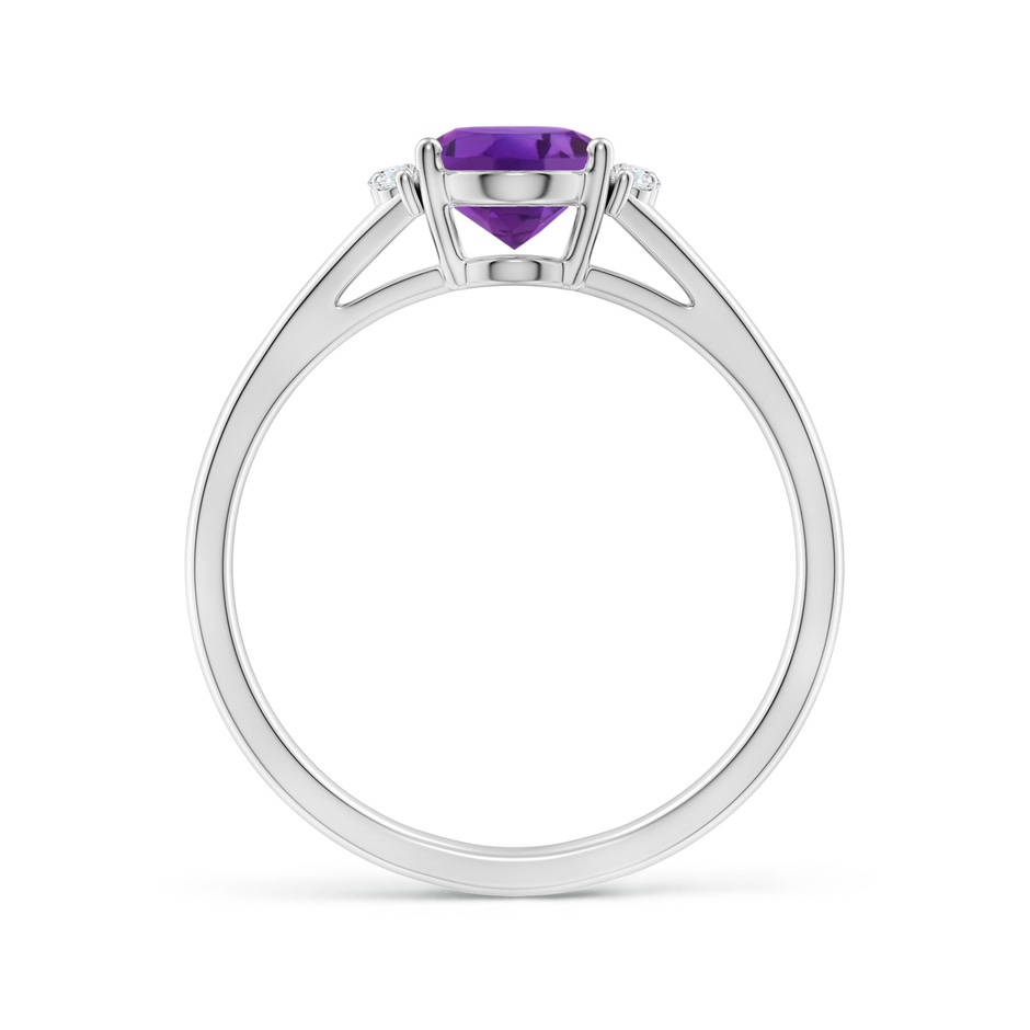 8x6mm AAA Oval Amethyst with Round Diamond Collar Solitaire Ring in P950 Platinum side-1