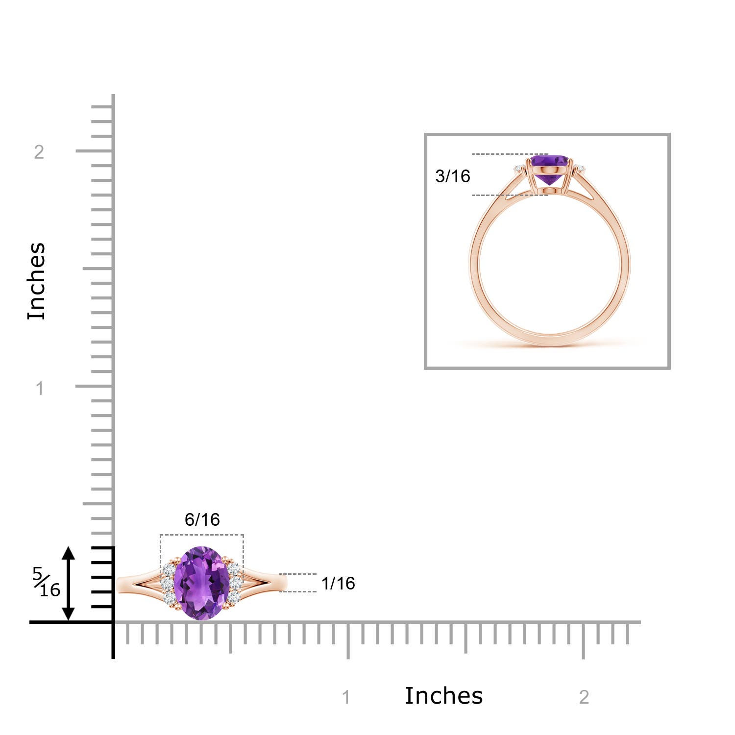 AAA - Amethyst / 1.23 CT / 14 KT Rose Gold