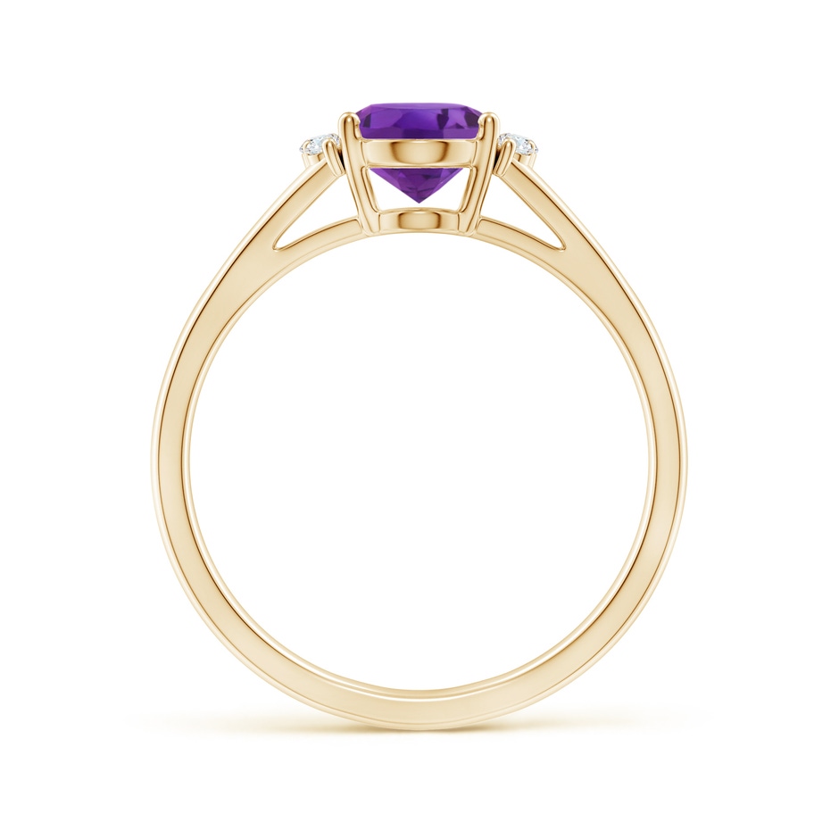 8x6mm AAA Oval Amethyst with Round Diamond Collar Solitaire Ring in Yellow Gold side-1
