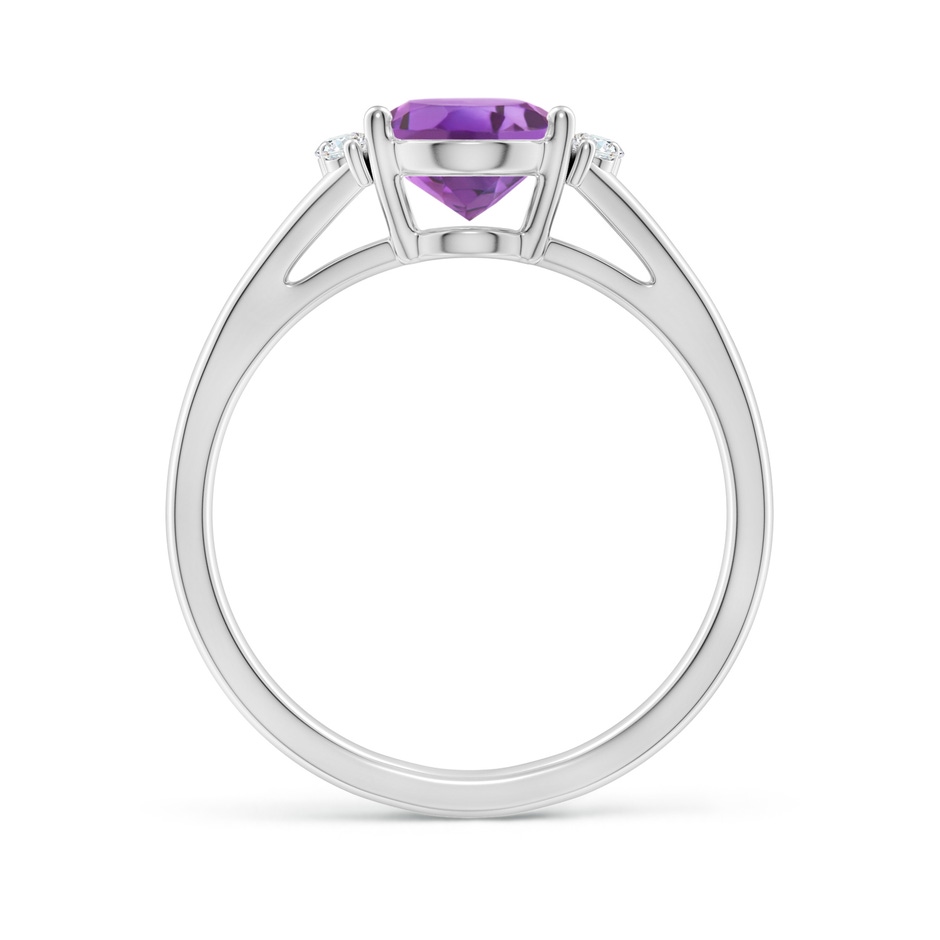 9x7mm A Oval Amethyst with Round Diamond Collar Solitaire Ring in White Gold side-1