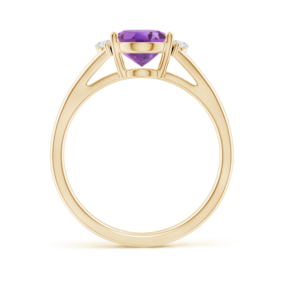 9x7mm A Oval Amethyst with Round Diamond Collar Solitaire Ring in Yellow Gold side-1