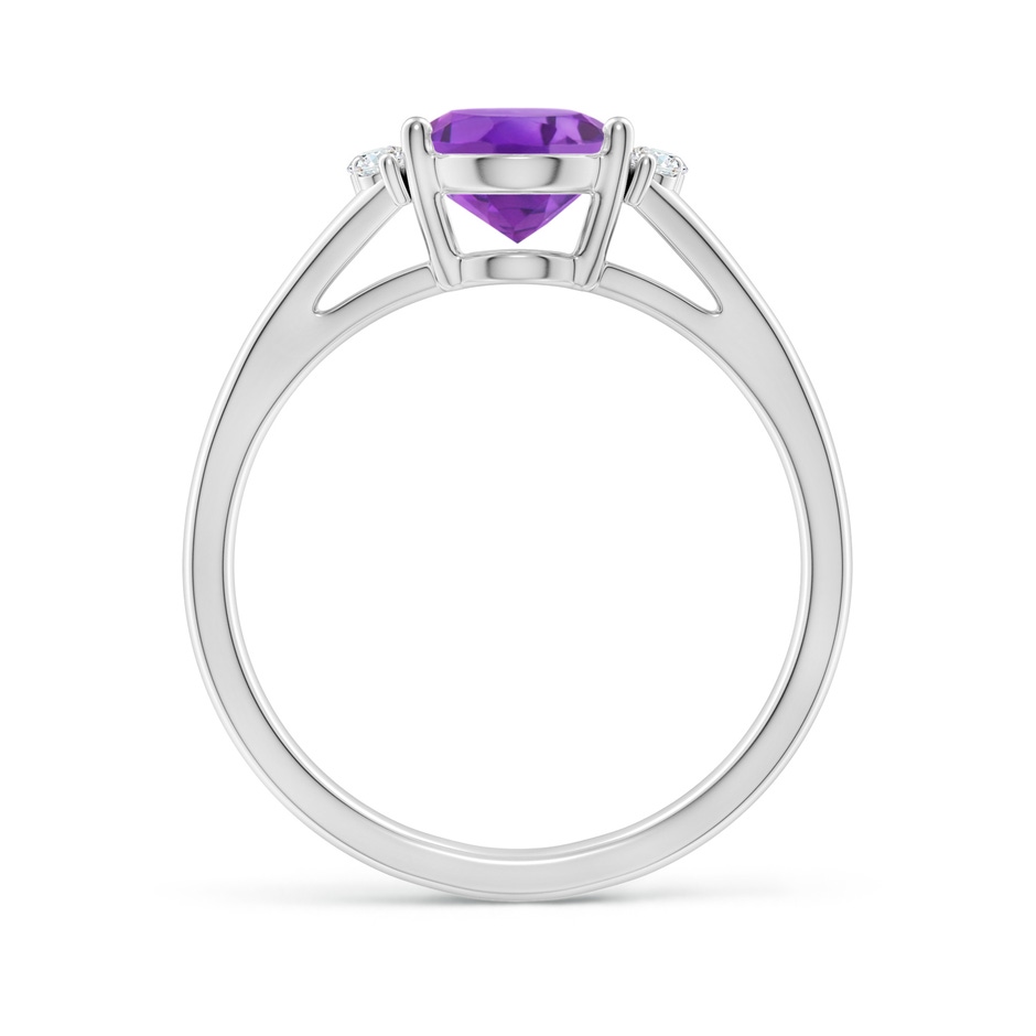 9x7mm AA Oval Amethyst with Round Diamond Collar Solitaire Ring in P950 Platinum side-1