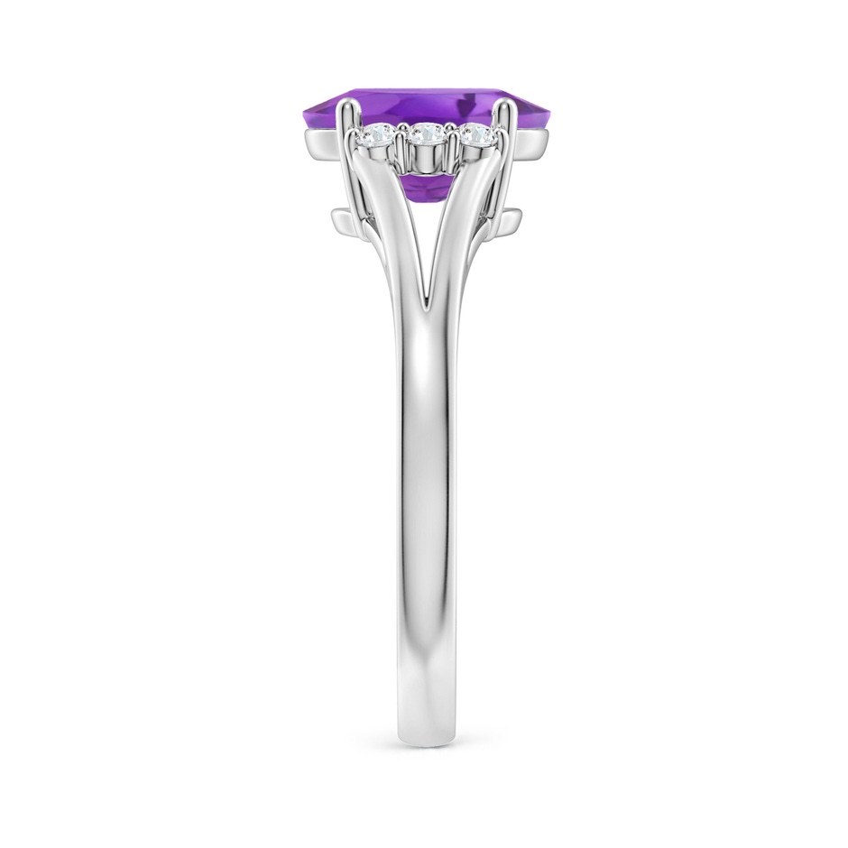 9x7mm AA Oval Amethyst with Round Diamond Collar Solitaire Ring in P950 Platinum side-2
