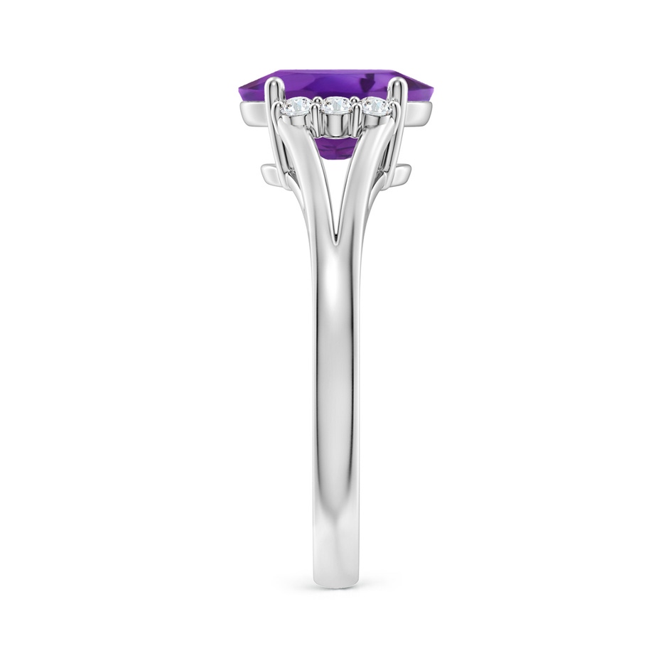 9x7mm AAA Oval Amethyst with Round Diamond Collar Solitaire Ring in White Gold side-2