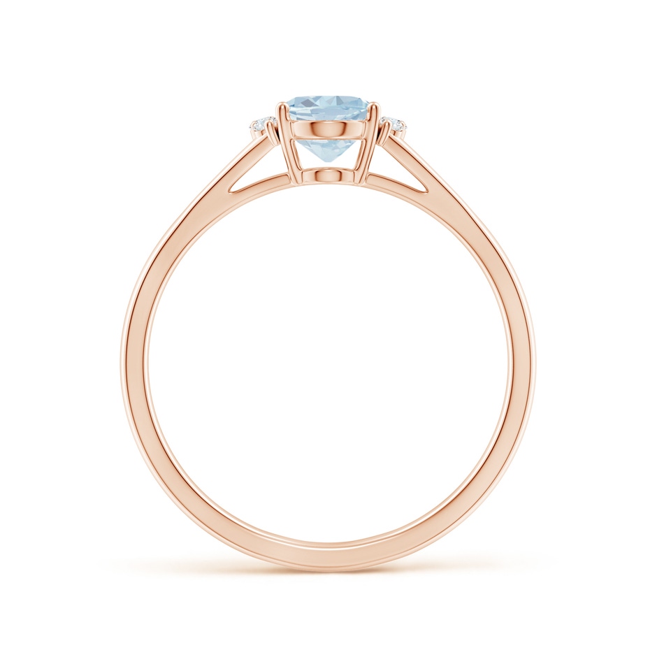 7x5mm A Oval Aquamarine with Round Diamond Collar Solitaire Ring in Rose Gold side-1