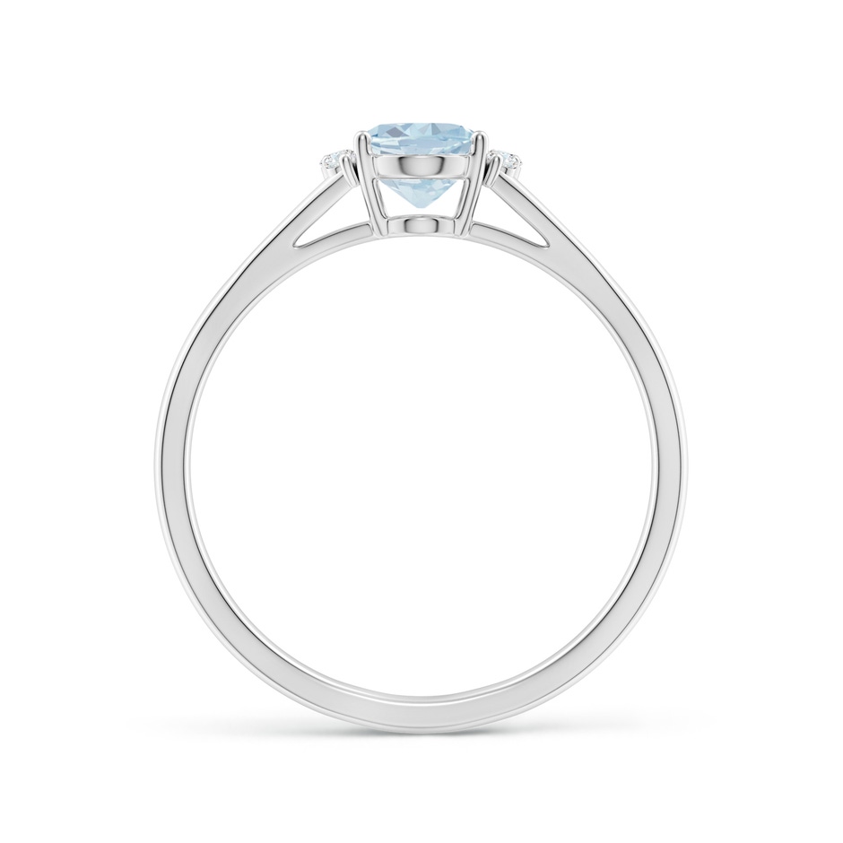 7x5mm A Oval Aquamarine with Round Diamond Collar Solitaire Ring in White Gold side-1