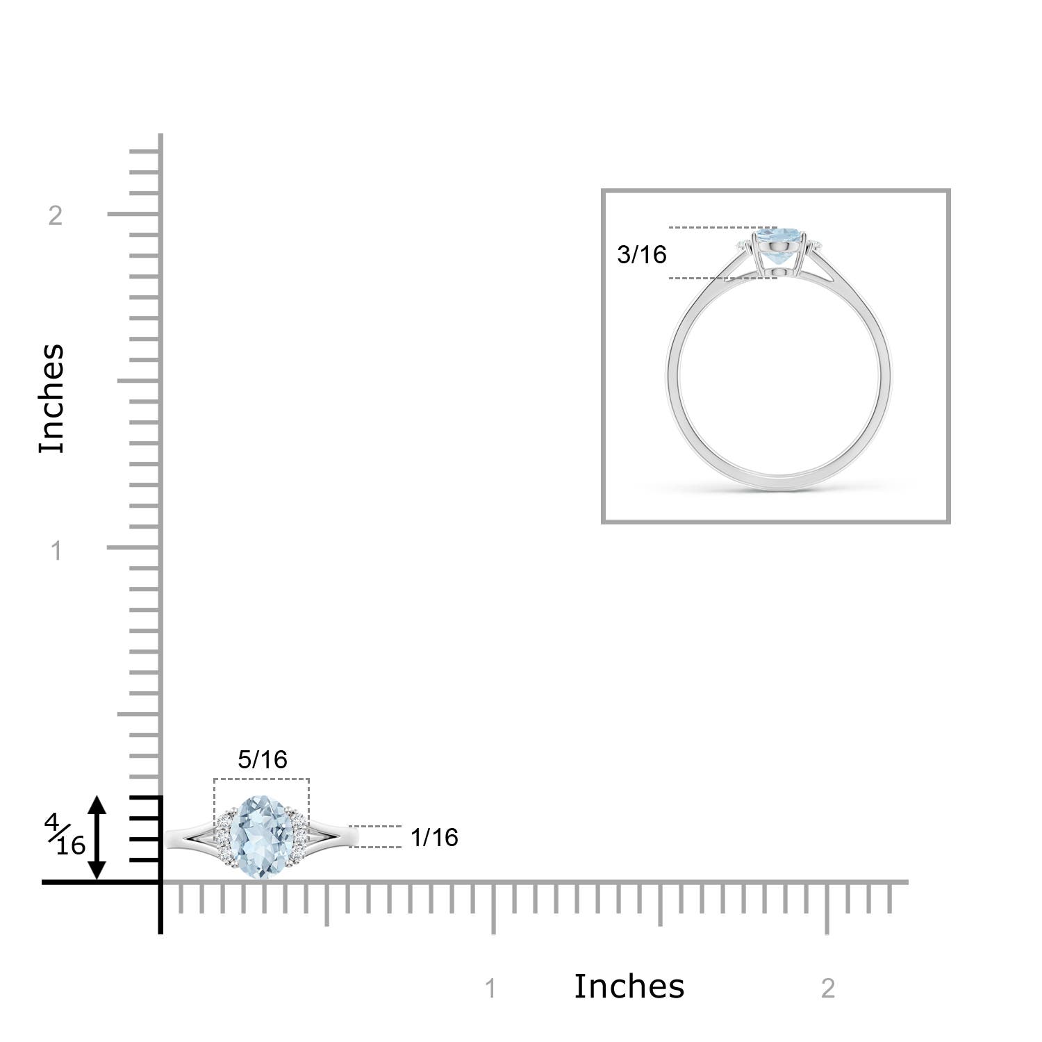 A - Aquamarine / 0.67 CT / 14 KT White Gold