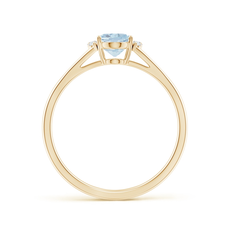 7x5mm A Oval Aquamarine with Round Diamond Collar Solitaire Ring in Yellow Gold side-1