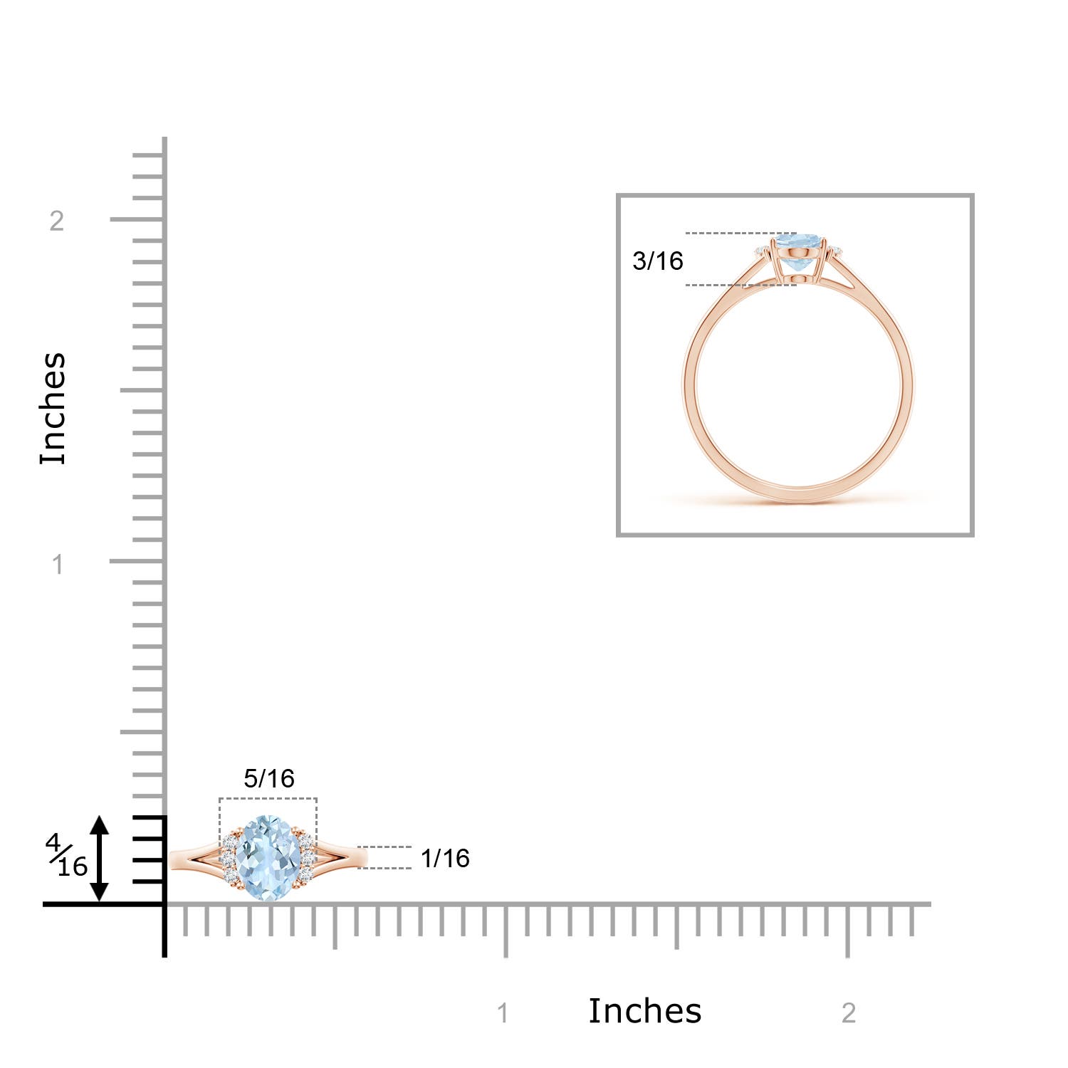 AA - Aquamarine / 0.67 CT / 14 KT Rose Gold