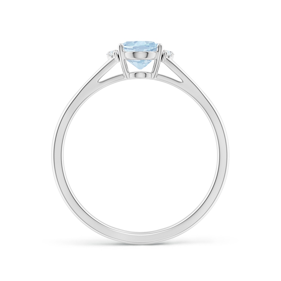 7x5mm AA Oval Aquamarine with Round Diamond Collar Solitaire Ring in White Gold side-1