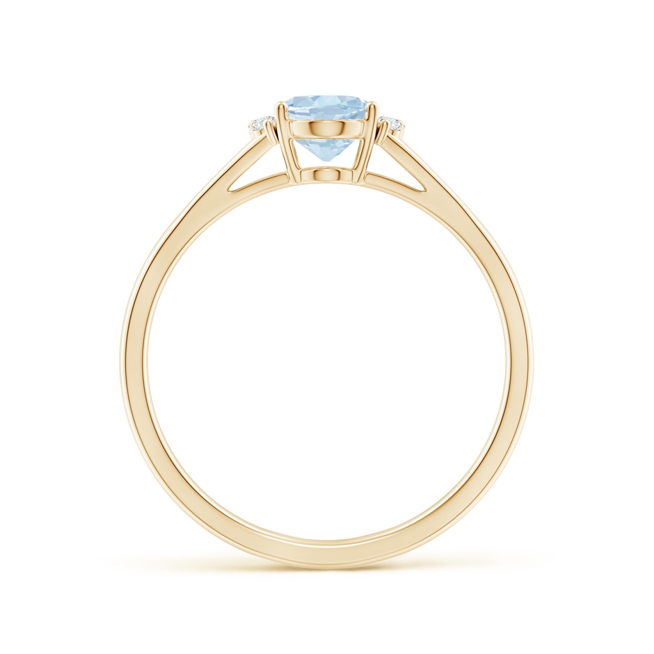 7x5mm AA Oval Aquamarine with Round Diamond Collar Solitaire Ring in Yellow Gold side-1