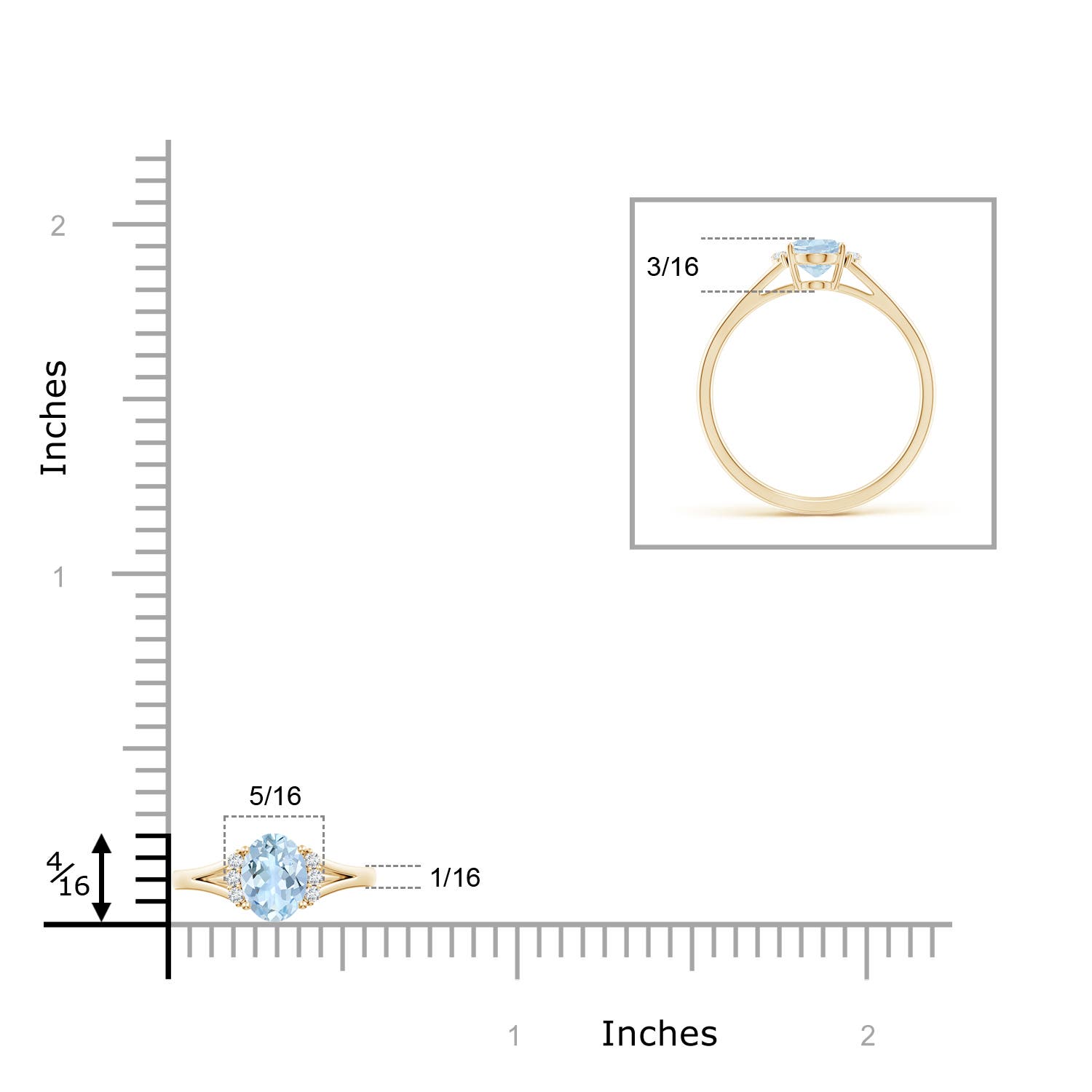 AA - Aquamarine / 0.67 CT / 14 KT Yellow Gold