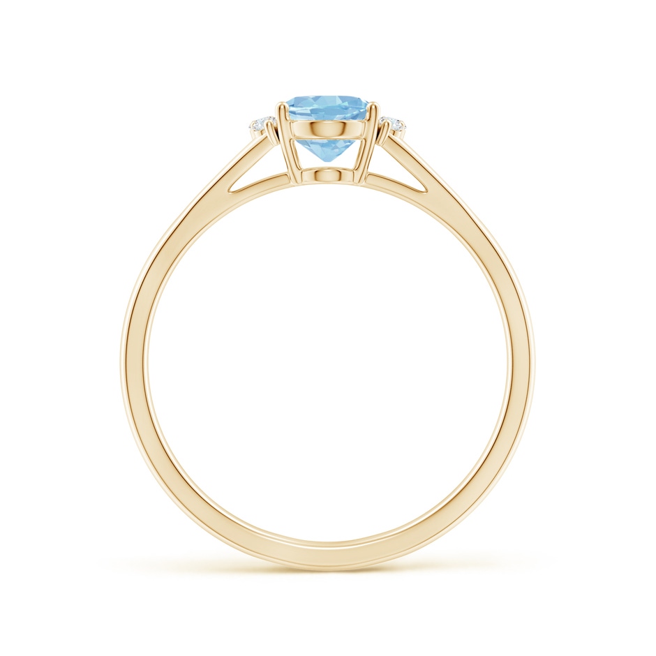 7x5mm AAA Oval Aquamarine with Round Diamond Collar Solitaire Ring in 10K Yellow Gold side1