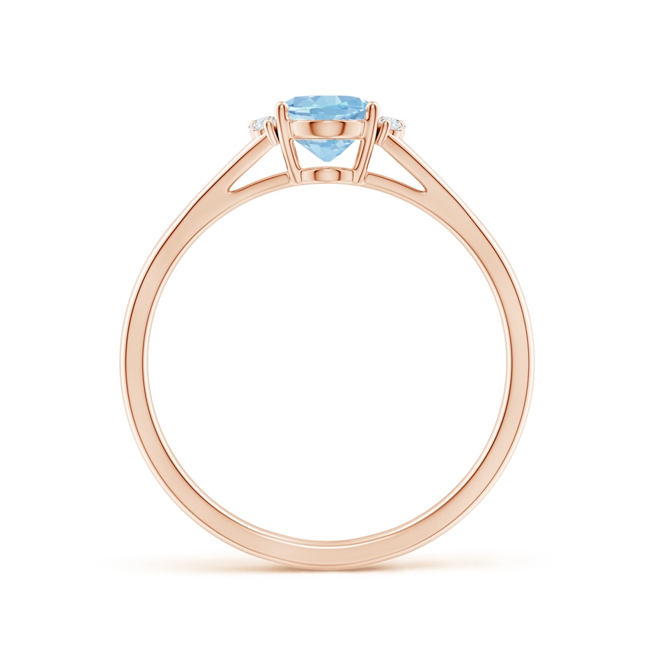 7x5mm AAA Oval Aquamarine with Round Diamond Collar Solitaire Ring in Rose Gold side-1