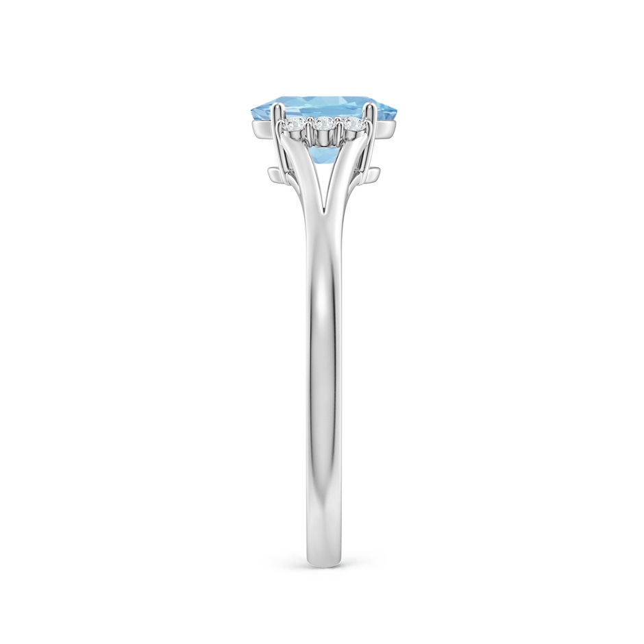 7x5mm AAA Oval Aquamarine with Round Diamond Collar Solitaire Ring in White Gold side-2