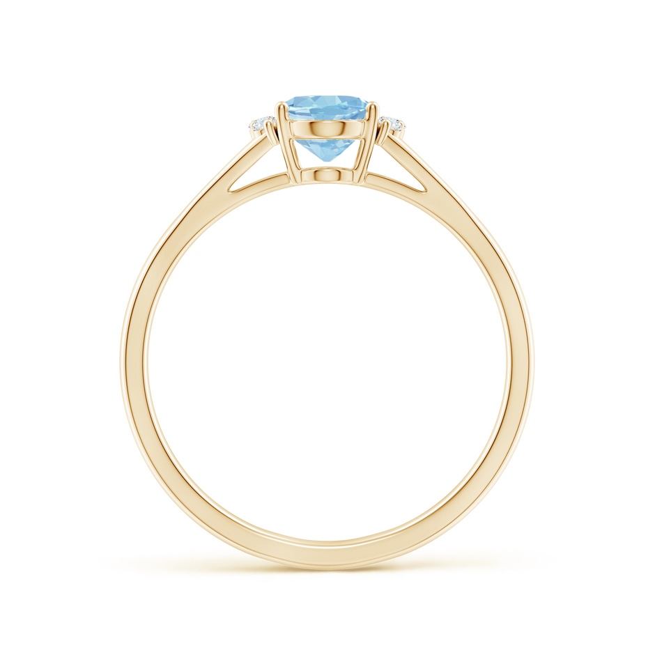 7x5mm AAA Oval Aquamarine with Round Diamond Collar Solitaire Ring in Yellow Gold side-1
