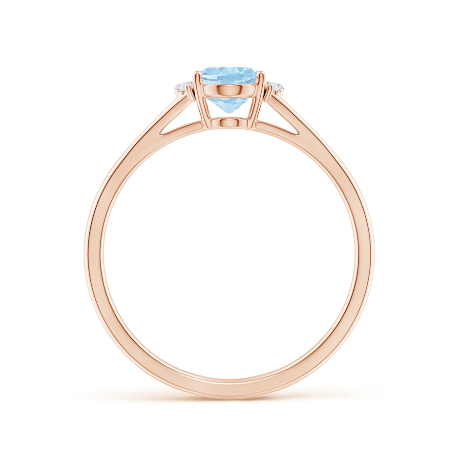 7x5mm AAAA Oval Aquamarine with Round Diamond Collar Solitaire Ring in Rose Gold side-1