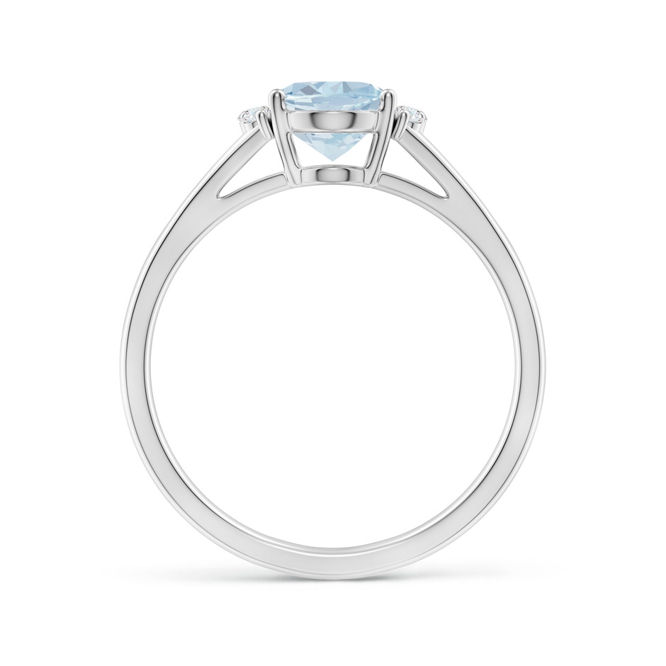 8x6mm A Oval Aquamarine with Round Diamond Collar Solitaire Ring in P950 Platinum side-1