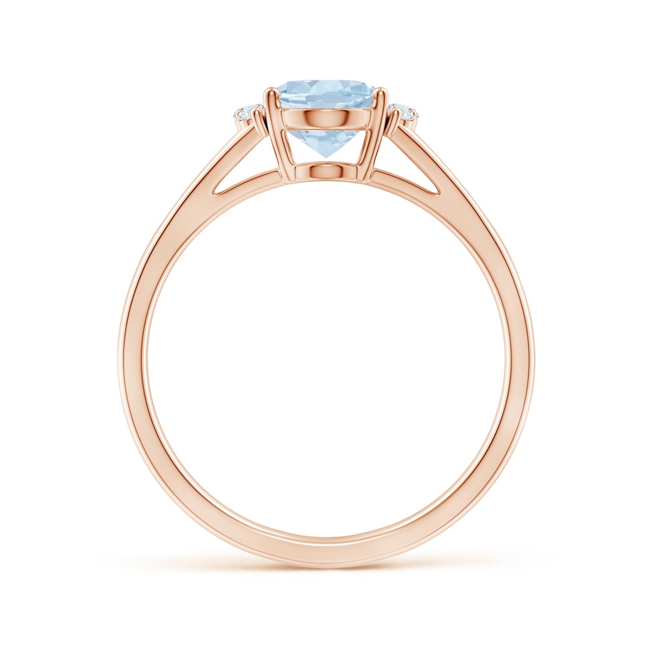 8x6mm AA Oval Aquamarine with Round Diamond Collar Solitaire Ring in Rose Gold side-1