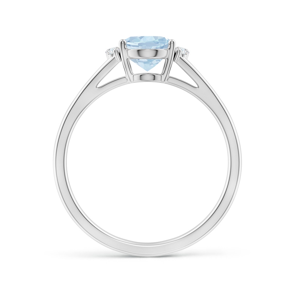 8x6mm AA Oval Aquamarine with Round Diamond Collar Solitaire Ring in White Gold side-1