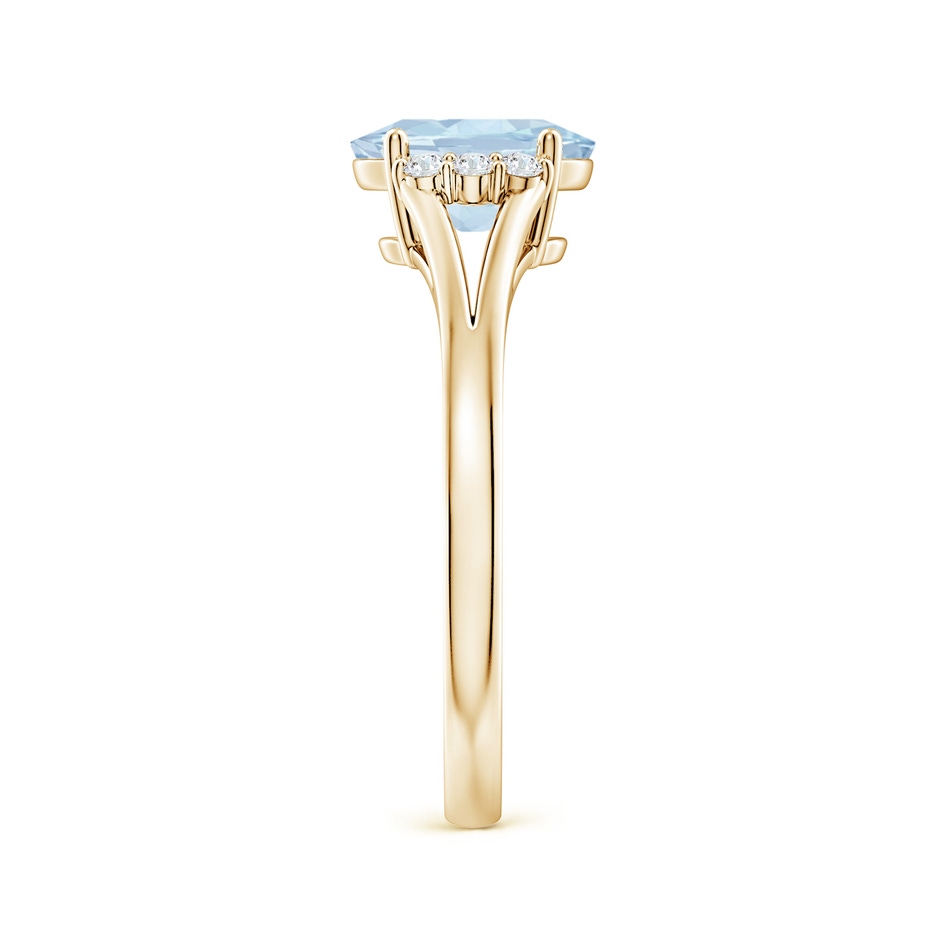 8x6mm AA Oval Aquamarine with Round Diamond Collar Solitaire Ring in Yellow Gold side-2