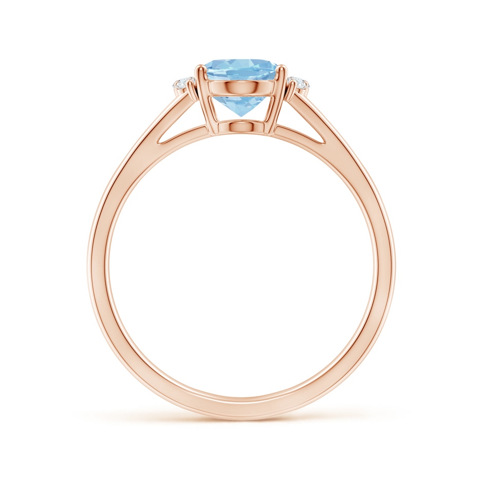 8x6mm AAA Oval Aquamarine with Round Diamond Collar Solitaire Ring in Rose Gold side-1