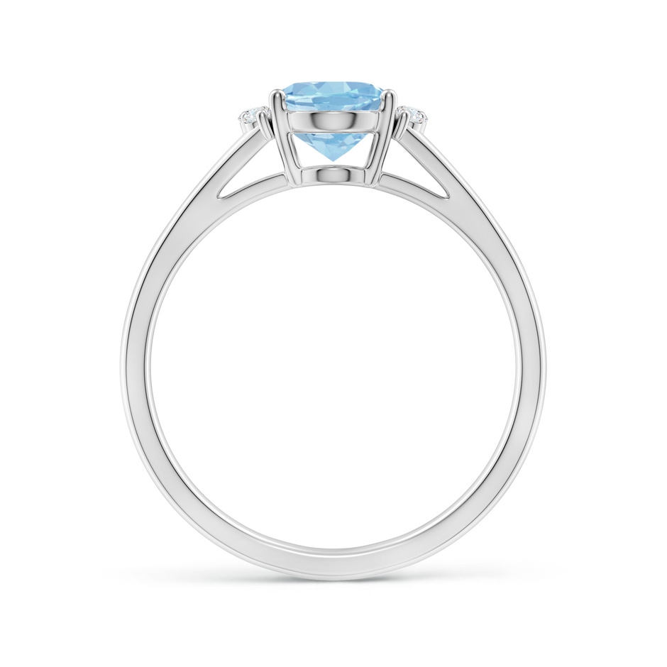 8x6mm AAA Oval Aquamarine with Round Diamond Collar Solitaire Ring in White Gold side-1
