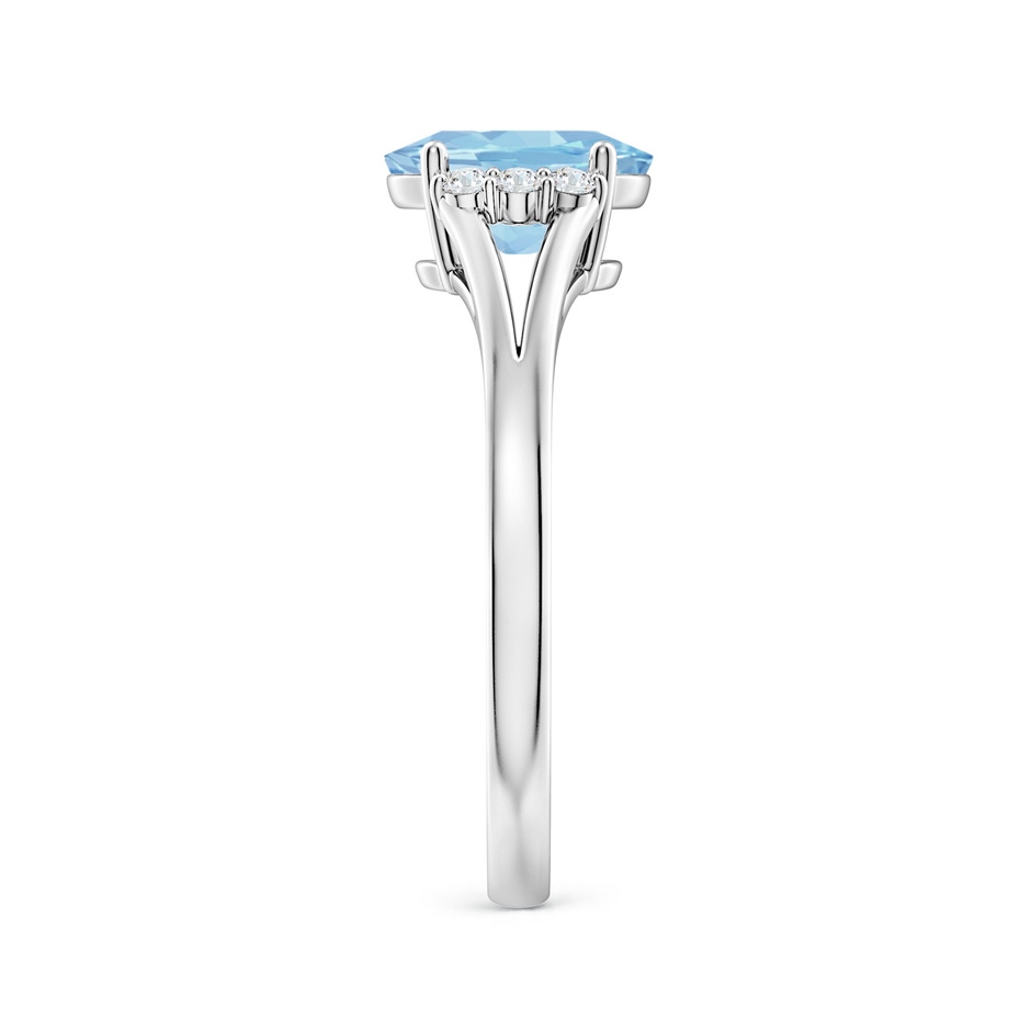 8x6mm AAA Oval Aquamarine with Round Diamond Collar Solitaire Ring in White Gold side-2