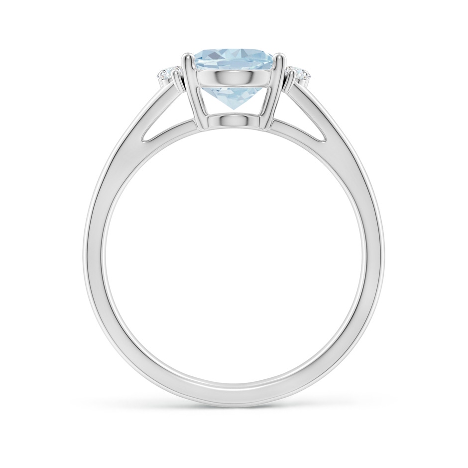 9x7mm A Oval Aquamarine with Round Diamond Collar Solitaire Ring in White Gold side-1