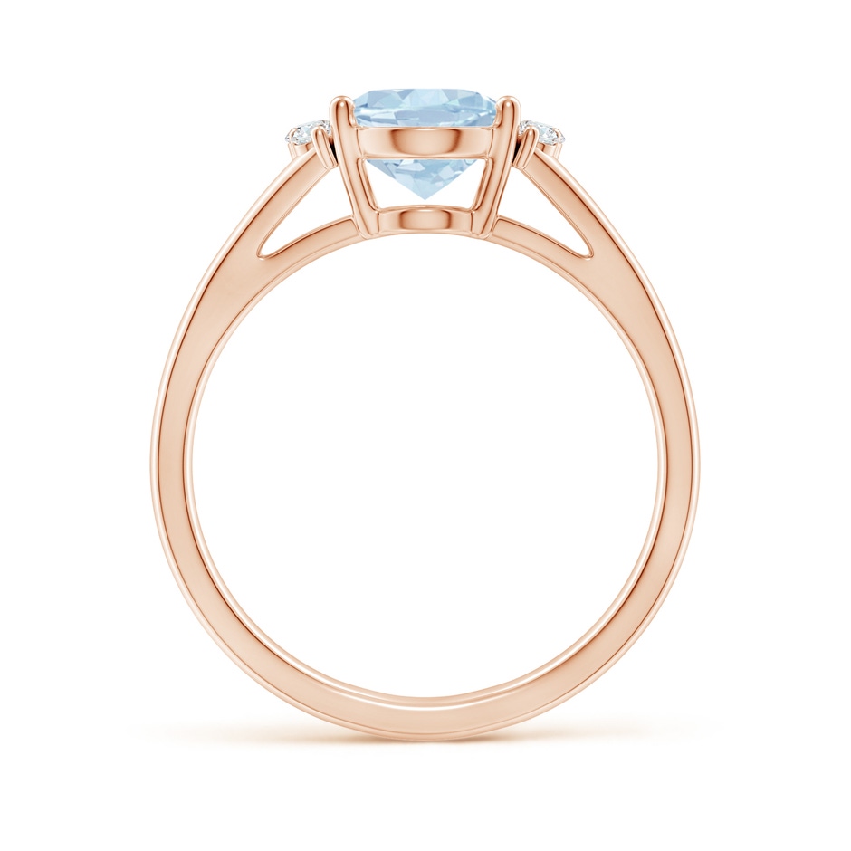 9x7mm AA Oval Aquamarine with Round Diamond Collar Solitaire Ring in Rose Gold side-1