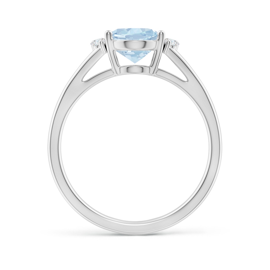 9x7mm AA Oval Aquamarine with Round Diamond Collar Solitaire Ring in White Gold side-1