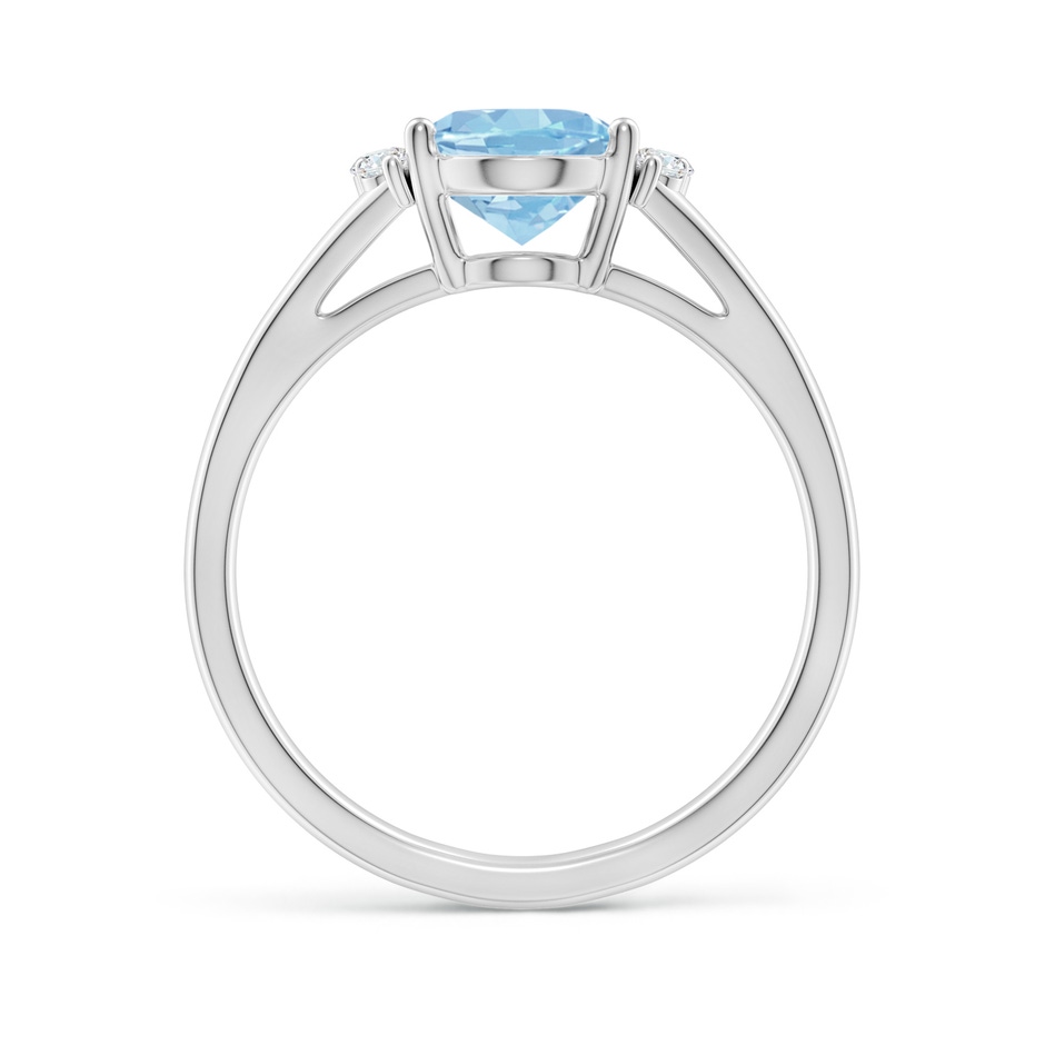 9x7mm AAA Oval Aquamarine with Round Diamond Collar Solitaire Ring in White Gold side-1