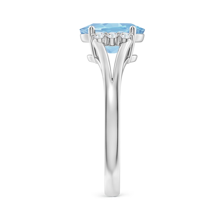 9x7mm AAA Oval Aquamarine with Round Diamond Collar Solitaire Ring in White Gold side-2