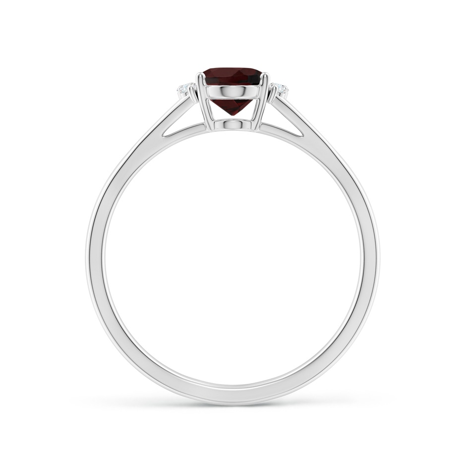 7x5mm A Oval Garnet with Round Diamond Collar Solitaire Ring in P950 Platinum side 199