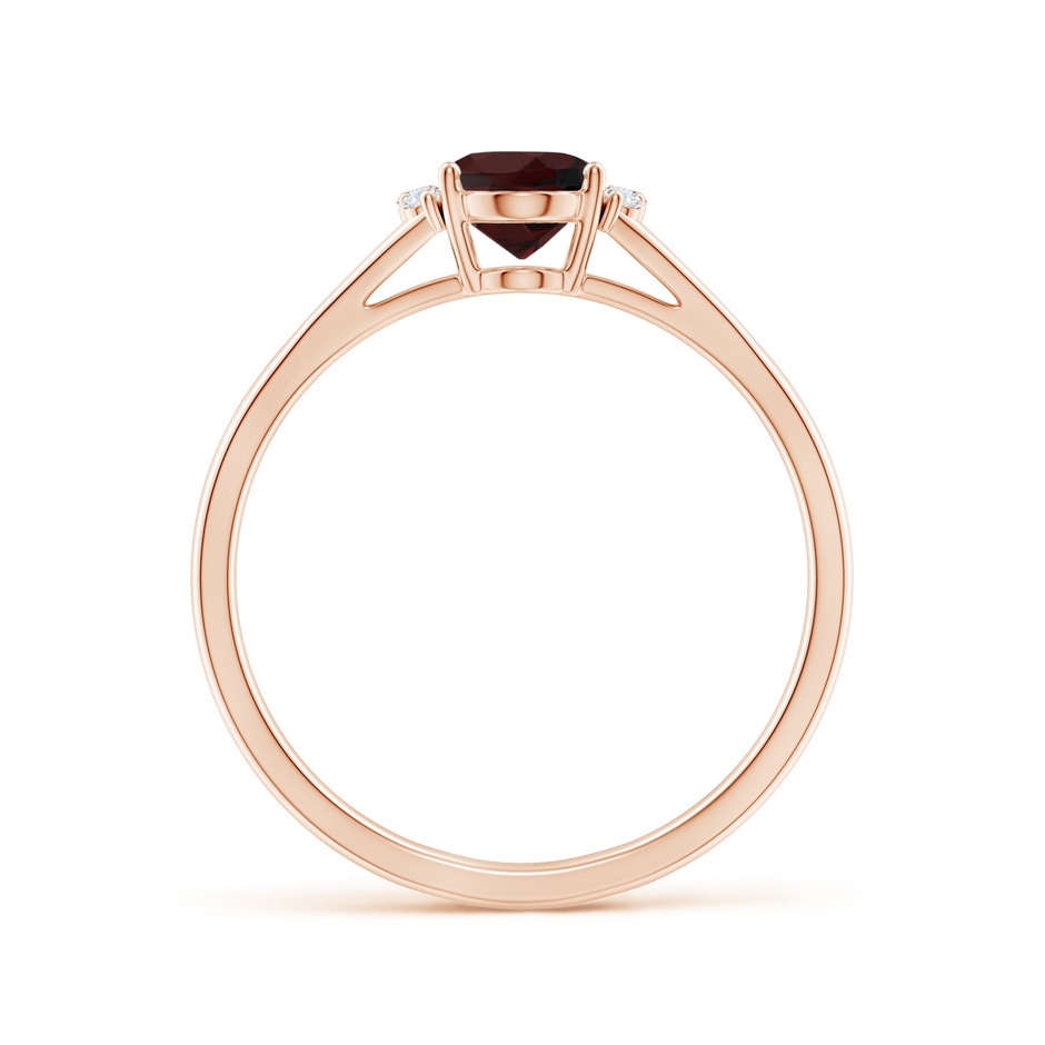 7x5mm A Oval Garnet with Round Diamond Collar Solitaire Ring in Rose Gold side 199