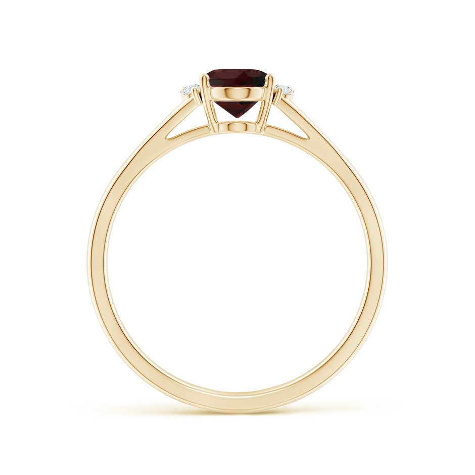 7x5mm A Oval Garnet with Round Diamond Collar Solitaire Ring in Yellow Gold side 199