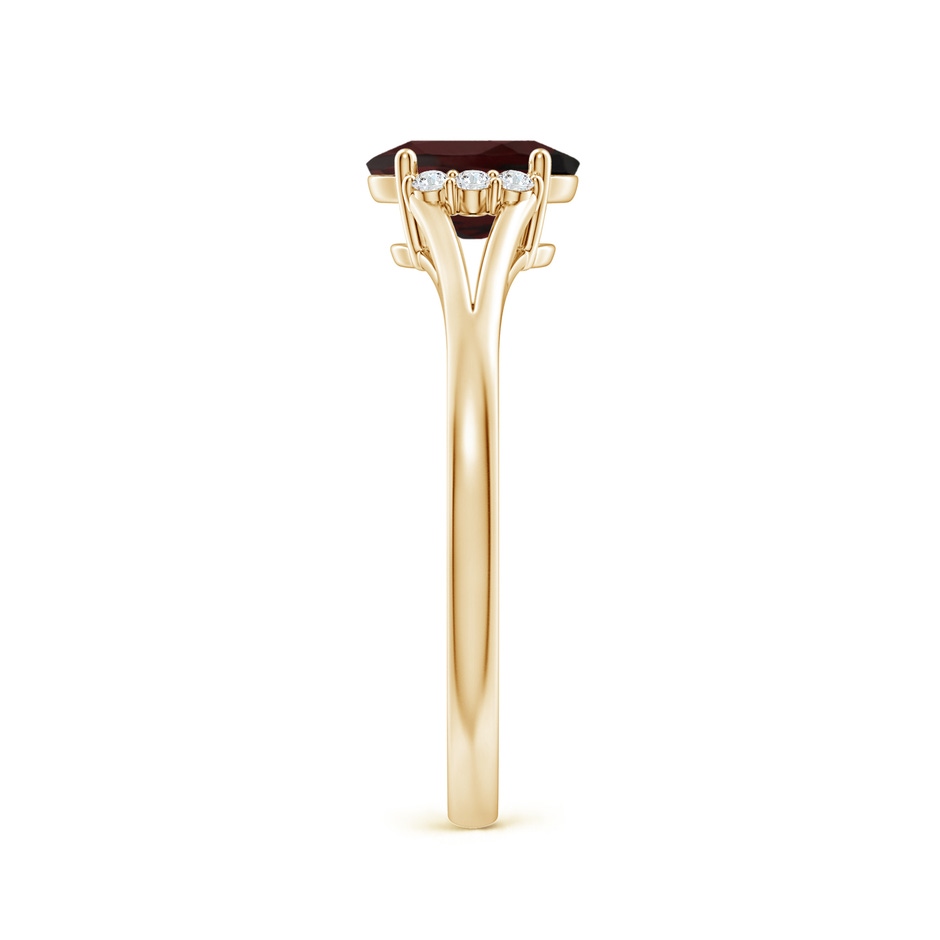 7x5mm A Oval Garnet with Round Diamond Collar Solitaire Ring in Yellow Gold side 299