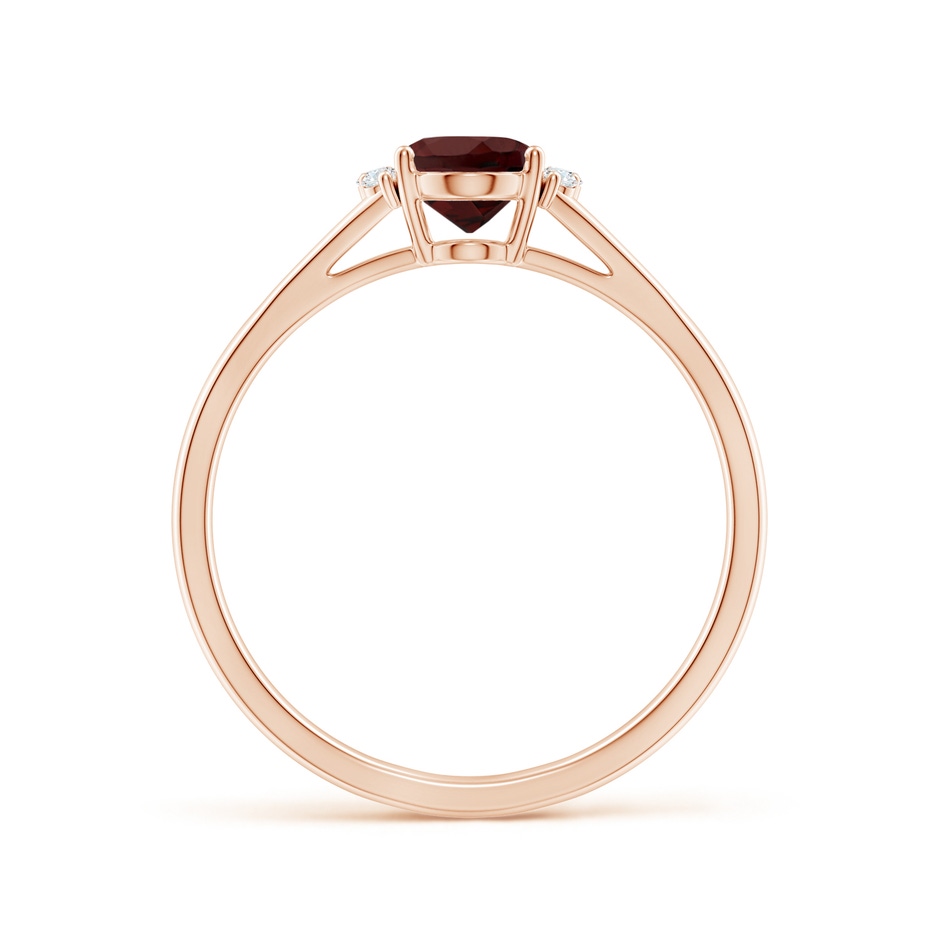 7x5mm AA Oval Garnet with Round Diamond Collar Solitaire Ring in Rose Gold side 199