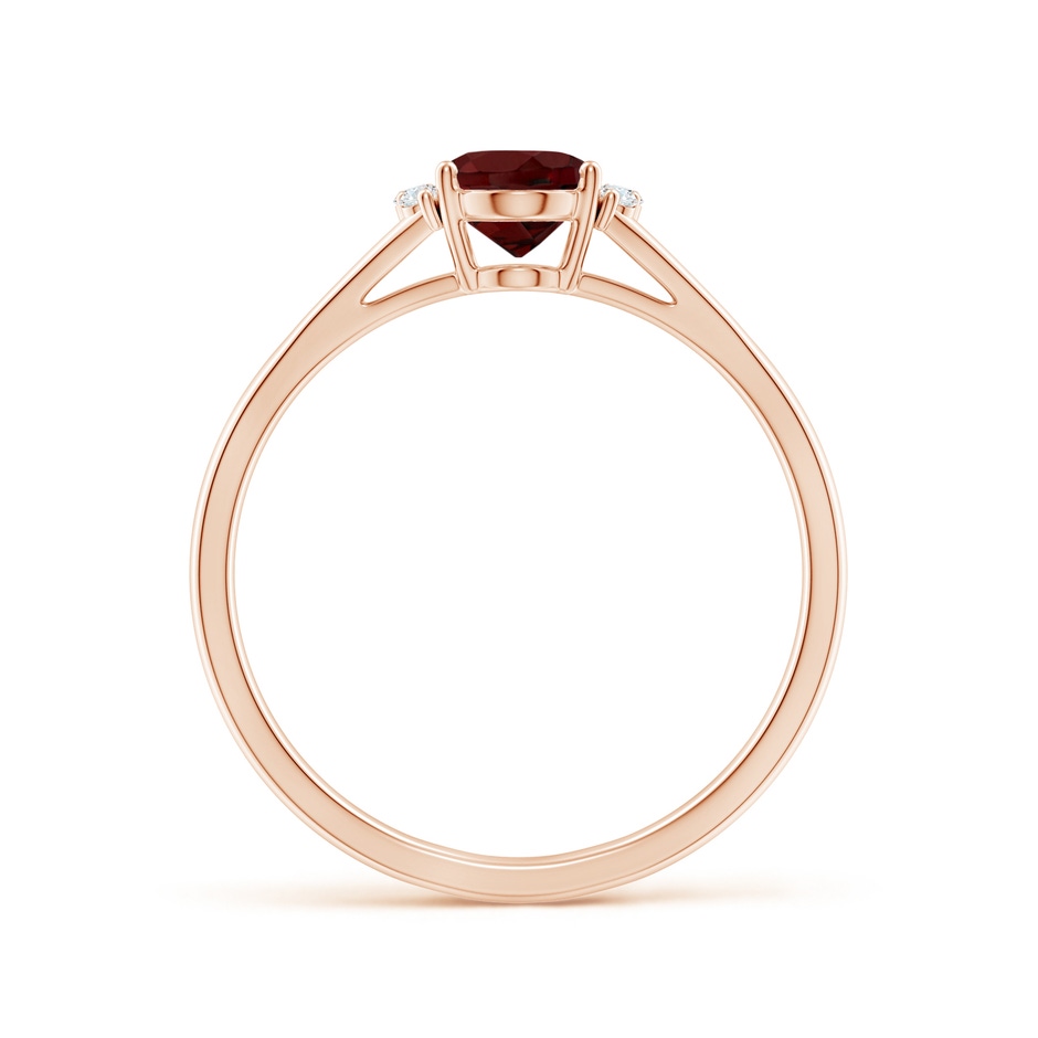 7x5mm AAA Oval Garnet with Round Diamond Collar Solitaire Ring in Rose Gold side 199
