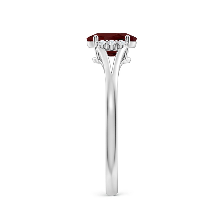 7x5mm AAA Oval Garnet with Round Diamond Collar Solitaire Ring in White Gold side 299