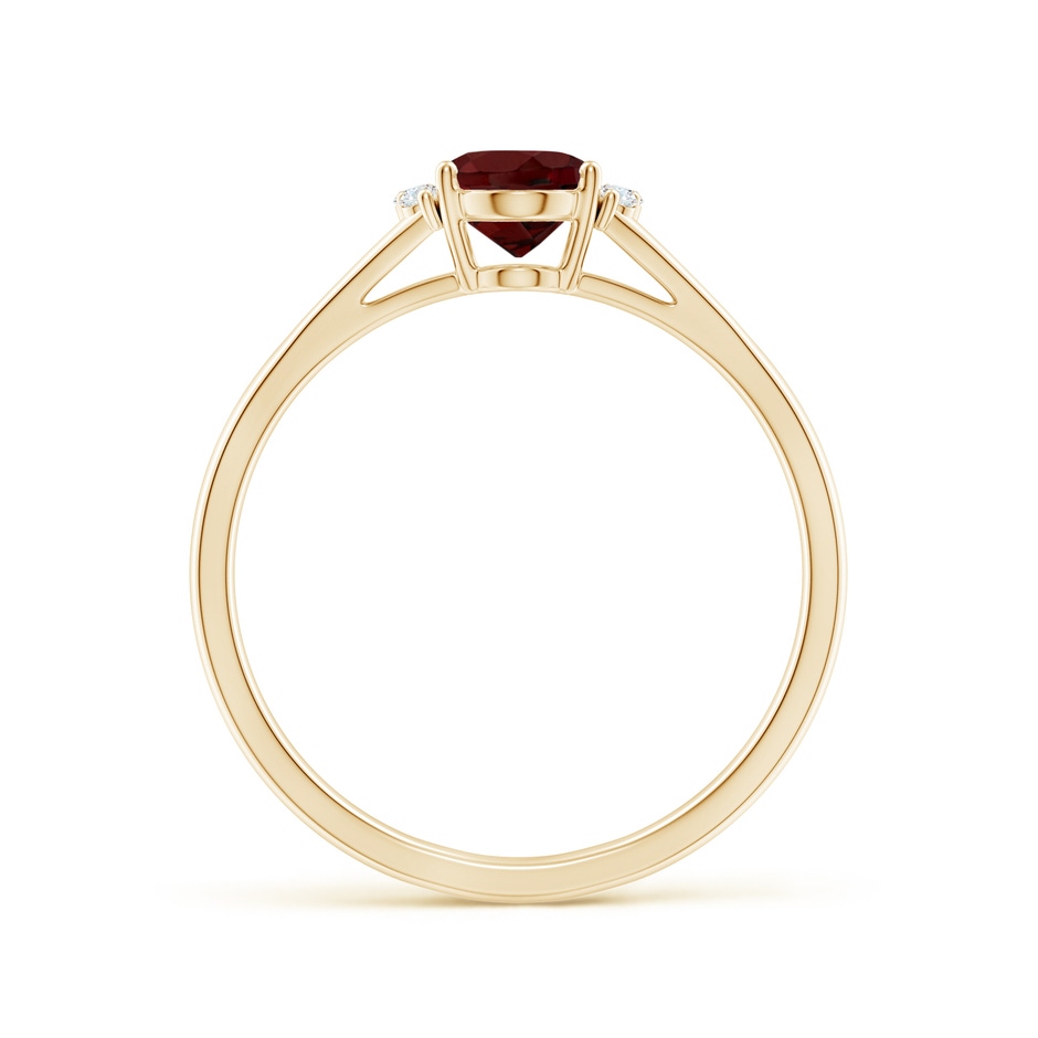 7x5mm AAA Oval Garnet with Round Diamond Collar Solitaire Ring in Yellow Gold side 199